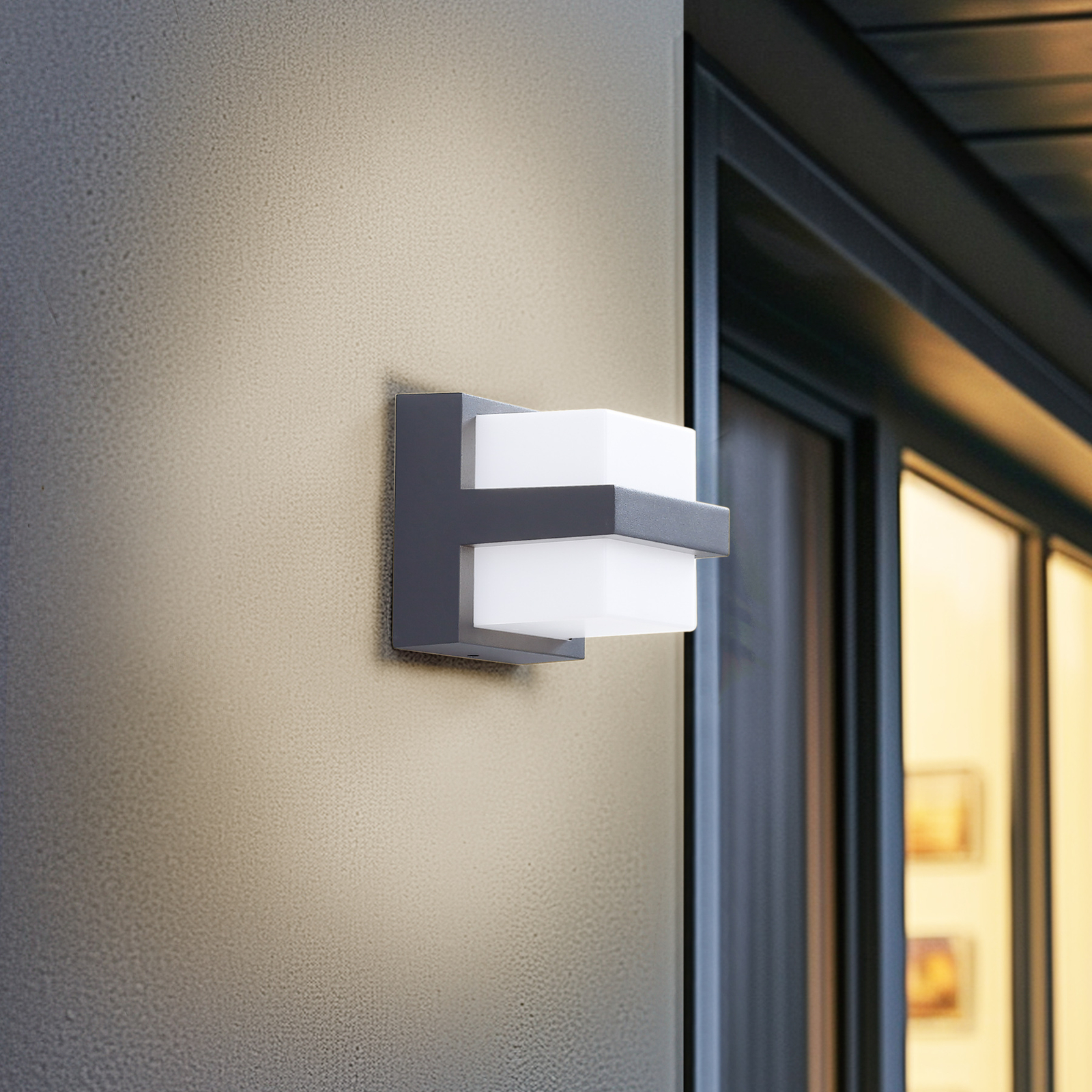 Lindby Smart LED buiten wandlamp Fyra, hoekig, CCT RGB, Tuya